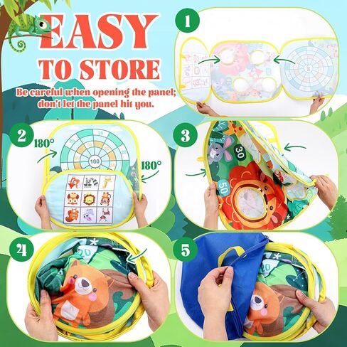 Lunmon Kids Trampoline Toss Game, 3 in 1 Bean Bag Toss Game with Dart Board & Target Board, Trampoline Games Accessories for Kids Outdoor Backyard Party Toy for Boys Girls Ages 3-6 in Kuwait
