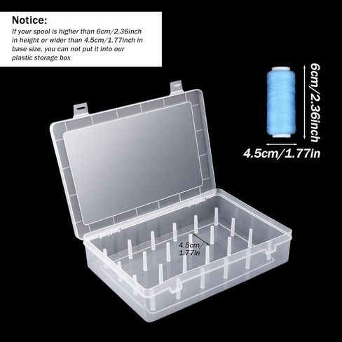 2-Pack Clear Thread Holder Organizer Boxes, Stackable Sewing Storage with 24 Plastic Pins Each for Embroidery Quilting and Crafting Thread Spools, Keeps Supplies Neat and Dust-Free in Kuwait