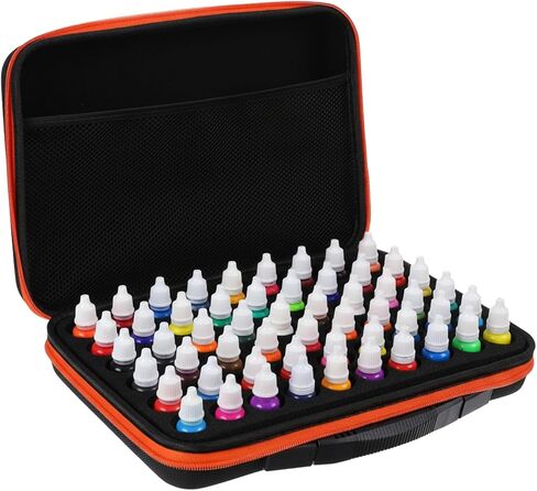 Alcohol Ink Storage Case, 60 Bottles Miniature Paint Organizer with Foam Bases and Inner Storage Pocket Drawing Ink Travel Case, Ink not Included in Kuwait