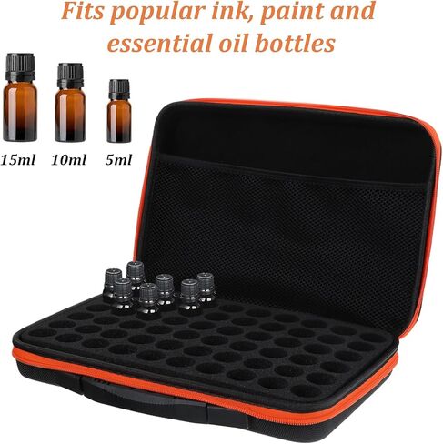 Alcohol Ink Storage Case, 60 Bottles Miniature Paint Organizer with Foam Bases and Inner Storage Pocket Drawing Ink Travel Case, Ink not Included in Kuwait