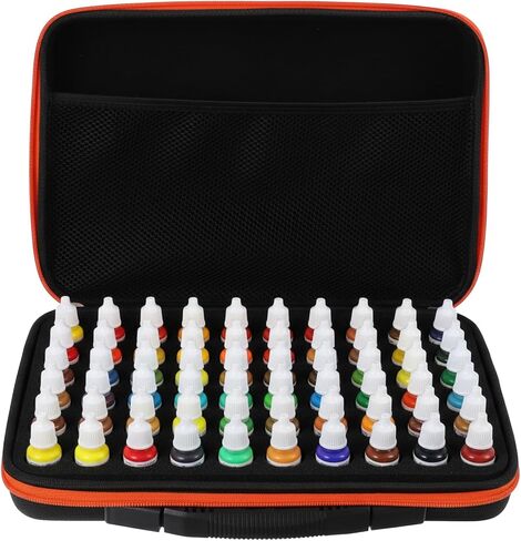 Alcohol Ink Storage Case, 60 Bottles Miniature Paint Organizer with Foam Bases and Inner Storage Pocket Drawing Ink Travel Case, Ink not Included in Kuwait
