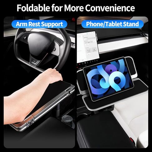 360° Car Desk for Laptop & Food, Folding Rotating Car Tray, Car Table Car Laptop Mount for Women & Men, Car Accessories Compatible with Tesla Model Y/3/S, Ford F150 & Most Vehicles in Saudi Arabia