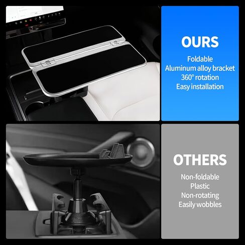 360° Car Desk for Laptop & Food, Folding Rotating Car Tray, Car Table Car Laptop Mount for Women & Men, Car Accessories Compatible with Tesla Model Y/3/S, Ford F150 & Most Vehicles in Saudi Arabia