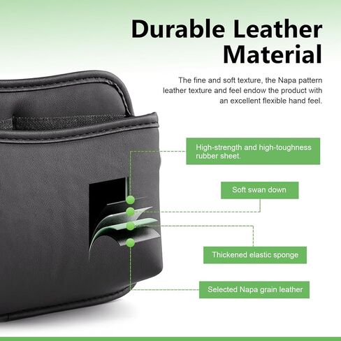 2 PCS Car Seat Side Storage Pocket, Leather Self-Adhesive Car Seat Storage Pouch, 5.94" x 7.44" Multifunctional Convenient Auto Organizer Bag for Phone Keys Sunglass & Wallet (Black) in Saudi Arabia