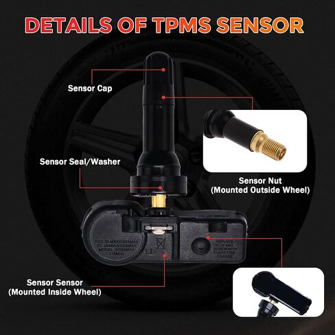 مجموعة أجهزة استشعار RLP Tpms مكونة من 4 مستشعر ضغط الإطارات 315 ميجاهرتز متوافق مع Ford F-150 Escape Lincoln MKX MKZ يستبدل 6F2Z1A189A 6F2A1A176AE 6F2T1A150AE 7L1Z1A189A in Kuwait