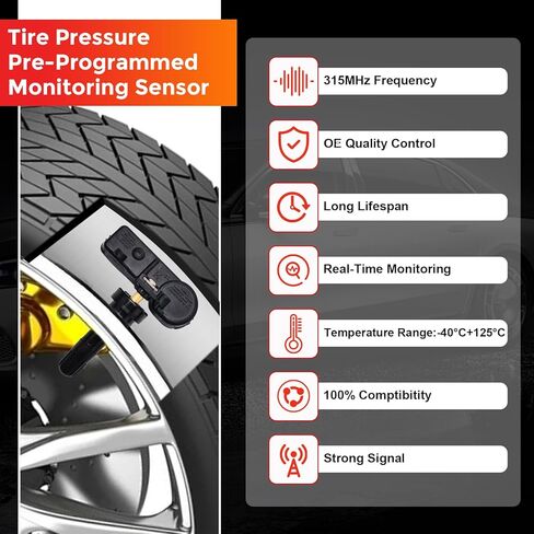 مجموعة أجهزة استشعار RLP Tpms مكونة من 4 مستشعر ضغط الإطارات 315 ميجاهرتز متوافق مع Ford F-150 Escape Lincoln MKX MKZ يستبدل 6F2Z1A189A 6F2A1A176AE 6F2T1A150AE 7L1Z1A189A in Kuwait