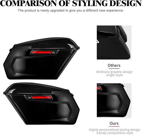 Saddle Bags Chopped Saddlebags, Fit For Harley Touring Road Glide Electra Street Glide Road King 2014-2023, Upgraded Saddlebags Except CVO Black Latches in Kuwait