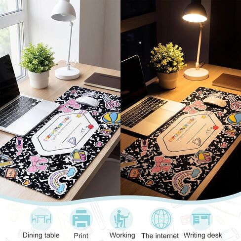 Personalized Teacher Desk Mat with Pen 31.5 x 15.7 Inch Composition Book Deskmat DIY Name Large Mouse Pad Teacher Appreciation Gift Set for Graduation Birthday Retirement Office Accessories in Kuwait