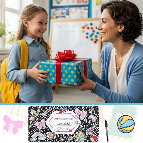 Personalized Teacher Desk Mat with Pen 31.5 x 15.7 Inch Composition Book Deskmat DIY Name Large Mouse Pad Teacher Appreciation Gift Set for Graduation Birthday Retirement Office Accessories in Kuwait