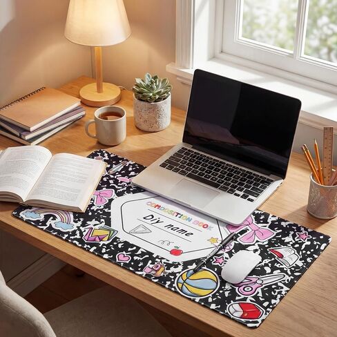Personalized Teacher Desk Mat with Pen 31.5 x 15.7 Inch Composition Book Deskmat DIY Name Large Mouse Pad Teacher Appreciation Gift Set for Graduation Birthday Retirement Office Accessories in Kuwait