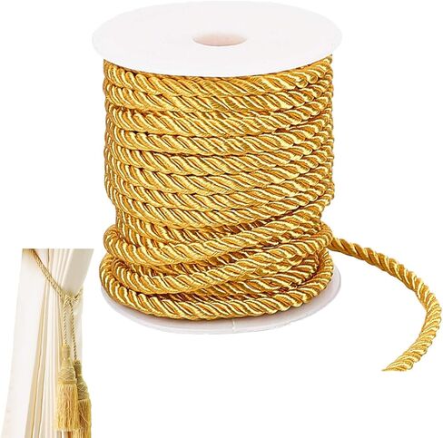20 Yard Gold Rope Cord 5mm Twisted Cord Trim Goddess Costume Belt Graduation Honor Cord DIY Accessories for Toga Party Costume Curtain Tiebacks Gift Wrapping Bullion Fringe Trim in Kuwait