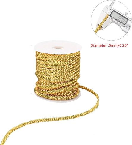 20 Yard Gold Rope Cord 5mm Twisted Cord Trim Goddess Costume Belt Graduation Honor Cord DIY Accessories for Toga Party Costume Curtain Tiebacks Gift Wrapping Bullion Fringe Trim in Kuwait