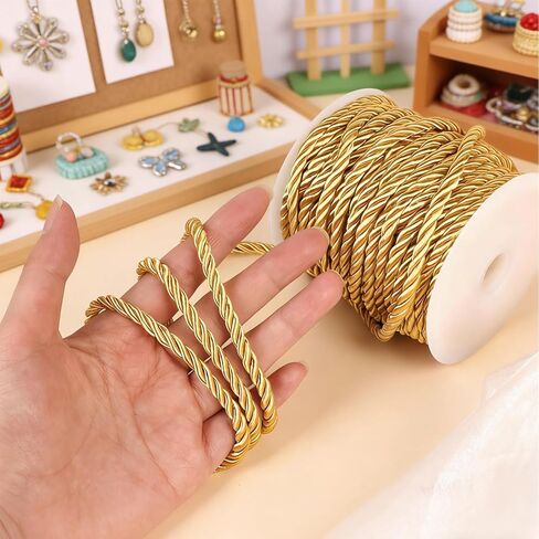 20 Yard Gold Rope Cord 5mm Twisted Cord Trim Goddess Costume Belt Graduation Honor Cord DIY Accessories for Toga Party Costume Curtain Tiebacks Gift Wrapping Bullion Fringe Trim in Kuwait