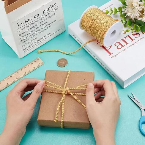 20 Yard Gold Rope Cord 5mm Twisted Cord Trim Goddess Costume Belt Graduation Honor Cord DIY Accessories for Toga Party Costume Curtain Tiebacks Gift Wrapping Bullion Fringe Trim in Kuwait