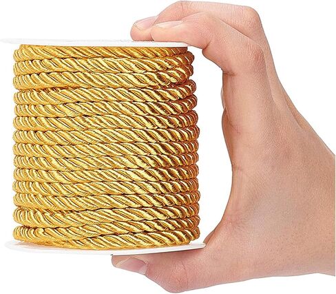 20 Yard Gold Rope Cord 5mm Twisted Cord Trim Goddess Costume Belt Graduation Honor Cord DIY Accessories for Toga Party Costume Curtain Tiebacks Gift Wrapping Bullion Fringe Trim in Kuwait