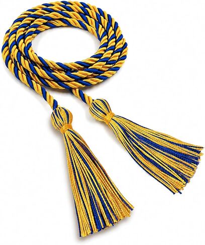 Graduation Honor Cords, 67" Braided Intertwined Cord with 4" Tassels, Gold and Blue Mixed Two-Tone Academic Regalia for High School and College Graduates, Honor Society Cord in Kuwait