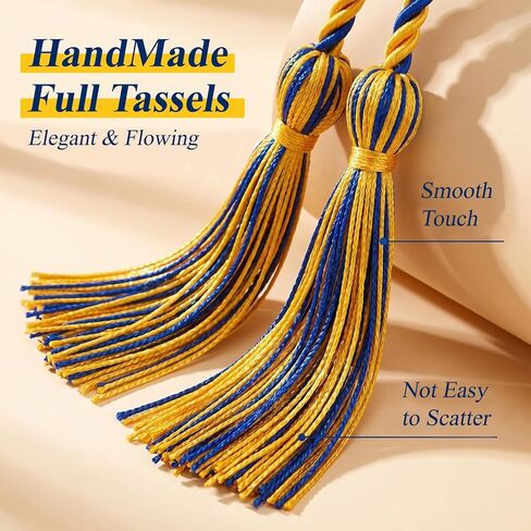 Graduation Honor Cords, 67" Braided Intertwined Cord with 4" Tassels, Gold and Blue Mixed Two-Tone Academic Regalia for High School and College Graduates, Honor Society Cord in Kuwait