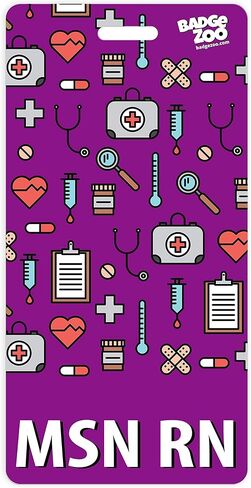 MSN RN Badge Buddy أرجواني عمودي شديد التحمل شارة داعمة بطاقة تعريف شارة مزدوجة الجوانب - من BadgeZoo in Kuwait