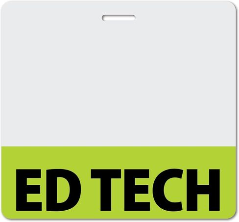 ED TECH أسود أفقي عالي التحمل (عبوة واحدة) - بطاقات مقاومة للانسكاب والتمزق - ملصق تعريف سريع مطبوع على الوجهين في الولايات المتحدة الأمريكية من BadgeZoo in Kuwait