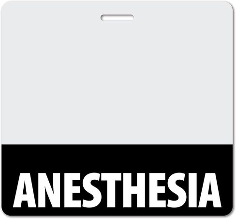 Anesthesia Heavy Duty Horizontal Black (1 Pack) - Spill & Tear Proof Cards - 2 Sided USA Printed Quick Role Identifier ID Tag Backer by BadgeZoo in Kuwait