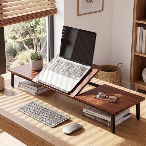 Gyfimoie Monitor Stand,Dual Monitor Riser,2-in-1 Small Adjustable Laptop Desk,39Inch Large Computer Monitor Stands for 2 Monitors,Monitor Riser,Desktop Oraganizer Computer,Laptop,Screen,Printer in Saudi Arabia