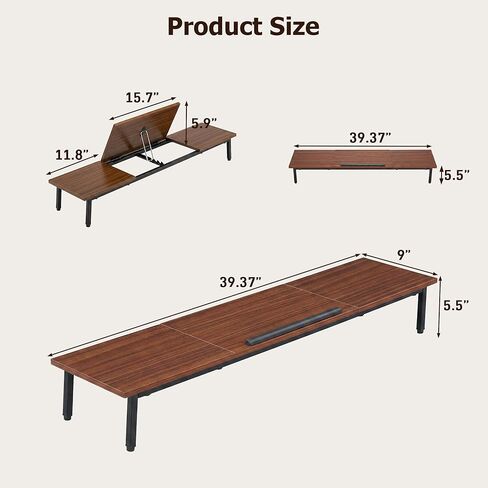 Gyfimoie Monitor Stand,Dual Monitor Riser,2-in-1 Small Adjustable Laptop Desk,39Inch Large Computer Monitor Stands for 2 Monitors,Monitor Riser,Desktop Oraganizer Computer,Laptop,Screen,Printer in Saudi Arabia
