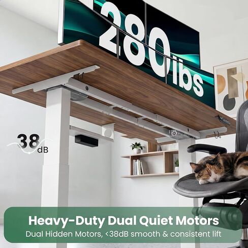 SIAGO Dual Motor Standing Desk Frame with Power Strip, 280 lbs Capacity Standing Desk Legs for Tops up to 75", Adjustable Desk Legs with Memory Presets & Cable Tray, White Frame Only in Saudi Arabia