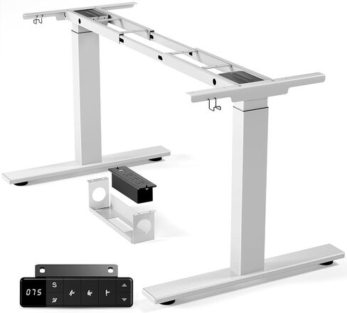 SIAGO Dual Motor Standing Desk Frame with Power Strip, 280 lbs Capacity Standing Desk Legs for Tops up to 75", Adjustable Desk Legs with Memory Presets & Cable Tray, White Frame Only in Kuwait