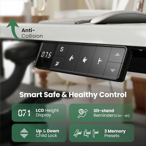 SIAGO Dual Motor Standing Desk Frame with Power Strip, 280 lbs Capacity Standing Desk Legs for Tops up to 75", Adjustable Desk Legs with Memory Presets & Cable Tray, White Frame Only in Saudi Arabia