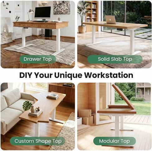 SIAGO Dual Motor Standing Desk Frame with Power Strip, 280 lbs Capacity Standing Desk Legs for Tops up to 75", Adjustable Desk Legs with Memory Presets & Cable Tray, White Frame Only in Saudi Arabia