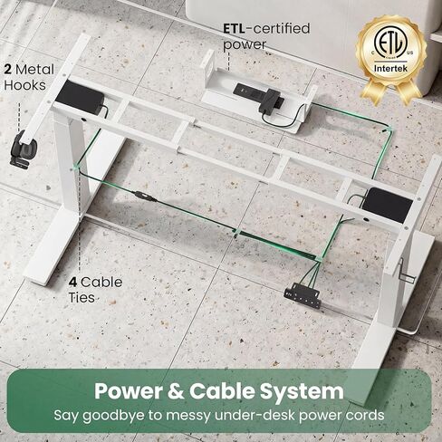 SIAGO Dual Motor Standing Desk Frame with Power Strip, 280 lbs Capacity Standing Desk Legs for Tops up to 75", Adjustable Desk Legs with Memory Presets & Cable Tray, White Frame Only in Kuwait