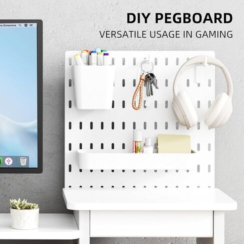 Pegboard Monitor Stand Riser,Computer Monitor Stand with 2 Hooks Cable Management Desk Organizer and Drawer for Laptop,PC,Computer,Printer,White in Kuwait