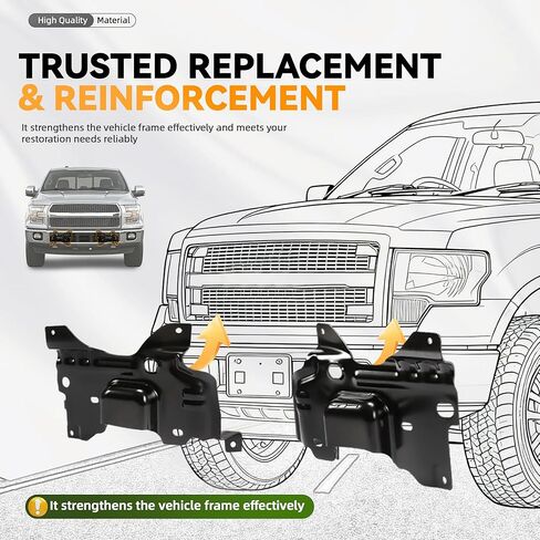 ALMULOO Front Bumper Brackets Set Mounting Compatible with 2009-2014 Ford F-150 F150 Support Brackets Replacement for 9L3Z17B984A FO1067180 9L3Z17B985A FO1066180 Steel Left and Right in Kuwait