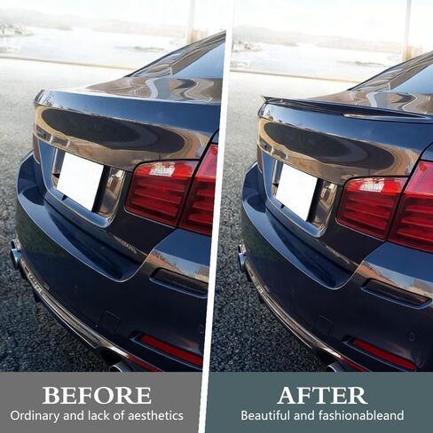 غطاء صندوق السيارة الخلفي سبويلر وجناح الذيل يناسب 2011-2016 BMW F10 5 Series 528i 535i 550i M5، P Style أسود لامع ABS خارجي سطح خلفي للشفة، حزمة واحدة in Kuwait