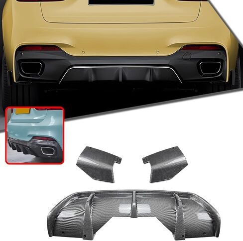 Rear Bumper Diffuser Lip Bodykit For BMW X6 F16 M Sport 2014-2019 2015 Gloss Black Carbon Fiber Look in Kuwait