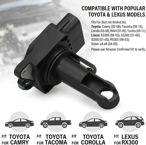 مستشعر تدفق الهواء الشامل MAF 22204-22010 لسيارة Toyota Camry 2002-2006، Corolla، Highlander، 4Runner، Tacoma، RAV4، Lexus ES300 RX300، Scion xA xB، يستبدل 22204-21010 22204-07010 197-6030 in Kuwait