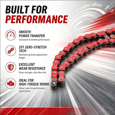 DONGHUA Motor Sport DH Chain 525 LX2 سلسلة سلسلة X-Ring Chain (120 وصلة) (أحمر معدني) in Kuwait