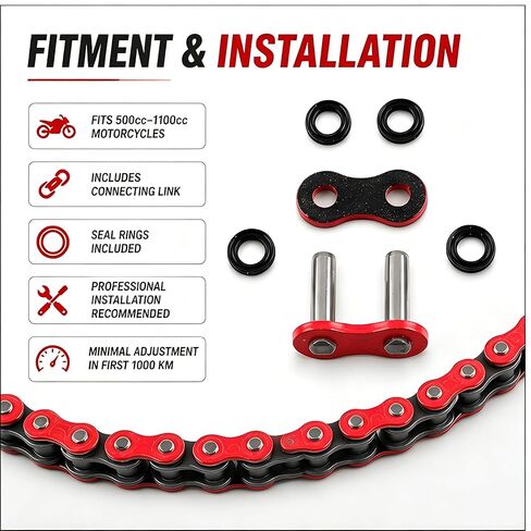 DONGHUA Motor Sport DH Chain 525 LX2 سلسلة سلسلة X-Ring Chain (120 وصلة) (أحمر معدني) in Kuwait