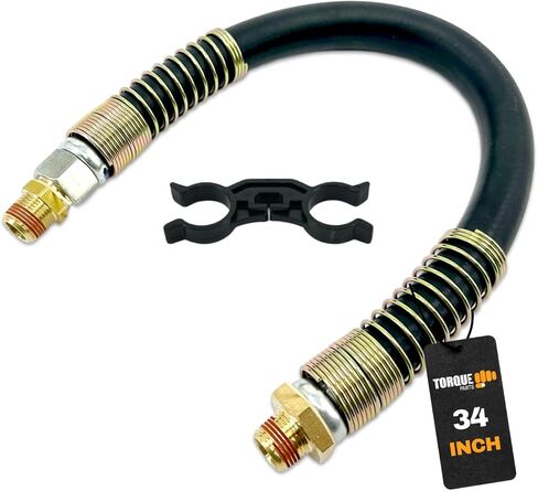 TORQUE 2 Pack 60" Air Brake Chamber Hose 1/2" x 3/8" NPT Swivel Rubber Air Brake Line Assembly with Separator – Air Brake Hose for Semi Truck, Replaces 177.786 in Kuwait