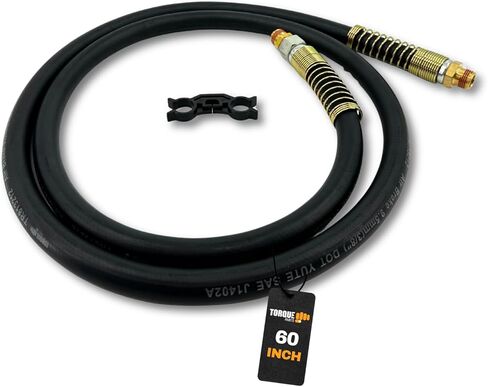TORQUE 2 Pack 60" Air Brake Chamber Hose 1/2" x 3/8" NPT Swivel Rubber Air Brake Line Assembly with Separator – Air Brake Hose for Semi Truck, Replaces 177.786 in Kuwait