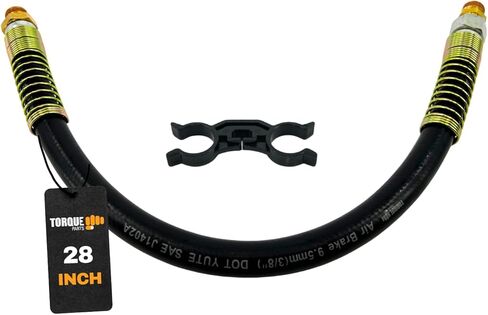 TORQUE 2 Pack 60" Air Brake Chamber Hose 1/2" x 3/8" NPT Swivel Rubber Air Brake Line Assembly with Separator – Air Brake Hose for Semi Truck, Replaces 177.786 in Kuwait