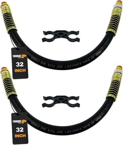 TORQUE 2 Pack 60" Air Brake Chamber Hose 1/2" x 3/8" NPT Swivel Rubber Air Brake Line Assembly with Separator – Air Brake Hose for Semi Truck, Replaces 177.786 in Kuwait
