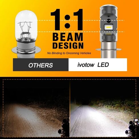 Fit For 1997–2006 Yamaha Banshee 350 LED Headlight Bulbs,H6 H6M P15D bulbs used for Motorcycle/ATVs/UTV, Super Bright 12000 Lumens 6000K White 55W, IP68,Plug and Play, 2-Pack in Saudi Arabia