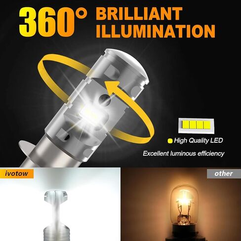 Fit For 1997–2006 Yamaha Banshee 350 LED Headlight Bulbs,H6 H6M P15D bulbs used for Motorcycle/ATVs/UTV, Super Bright 12000 Lumens 6000K White 55W, IP68,Plug and Play, 2-Pack in Saudi Arabia
