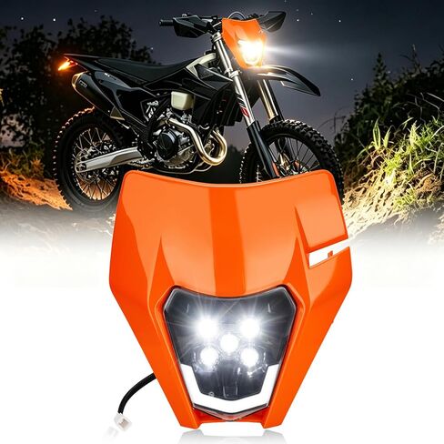 CHANGCHENG Dirt Bike Headlight,24W 1800lm LED Motorcycle Front Light Headlight Kit Universal for Most 50-525cc Enduro Dirt Pit Bikes like 300 XC/DRZ400/250 SXF/450 EXC SX/YZ450/KLX230R/EGL 350-White in Kuwait