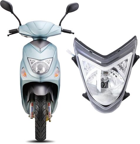 Minho Motorcycle Headlight Assembly Halogen 12V 35W Lamp Compatible with Chinese Wolf RX-50 Chinese Scooter Moped,3200K Yellowish-white light in Kuwait