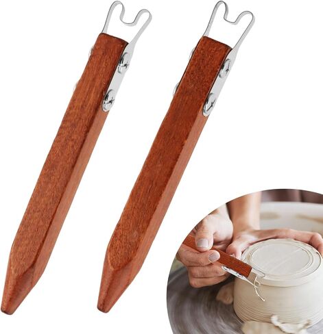 Pottery Trimming Tool for Clay and Ceramics, Double Ended Stainless Steel Pottery Wheel Tool with Sandalwood Handle for Bowl, Cup and Vase Foot Trimming (4mm & 6mm) in Saudi Arabia
