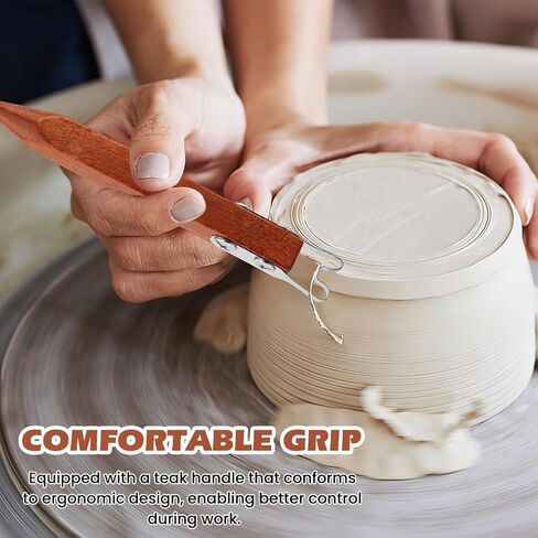 Pottery Trimming Tool for Clay and Ceramics, Double Ended Stainless Steel Pottery Wheel Tool with Sandalwood Handle for Bowl, Cup and Vase Foot Trimming (4mm & 6mm) in Saudi Arabia