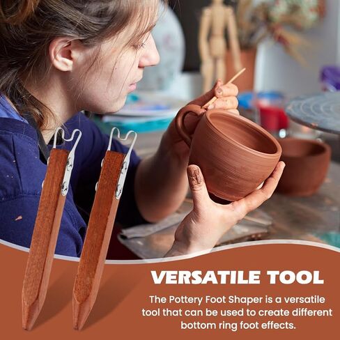 Pottery Trimming Tool for Clay and Ceramics, Double Ended Stainless Steel Pottery Wheel Tool with Sandalwood Handle for Bowl, Cup and Vase Foot Trimming (4mm & 6mm) in Saudi Arabia