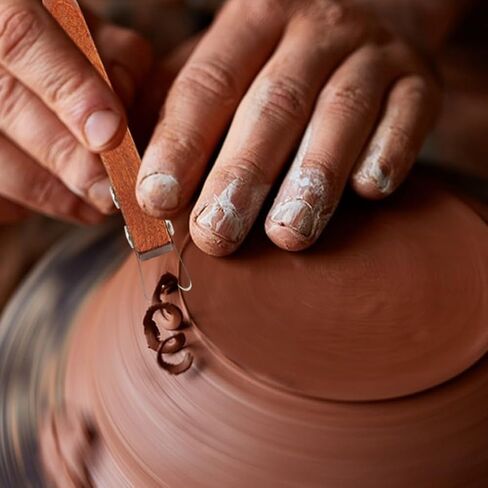 Pottery Trimming Tool for Clay and Ceramics, Double Ended Stainless Steel Pottery Wheel Tool with Sandalwood Handle for Bowl, Cup and Vase Foot Trimming (4mm & 6mm) in Saudi Arabia